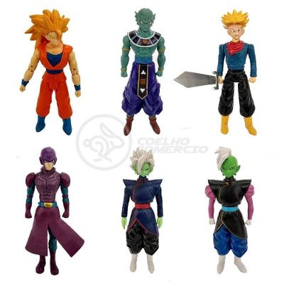 Kit 6 Bonecos Dragon Ball Super Goku Ssj3, Zamasu