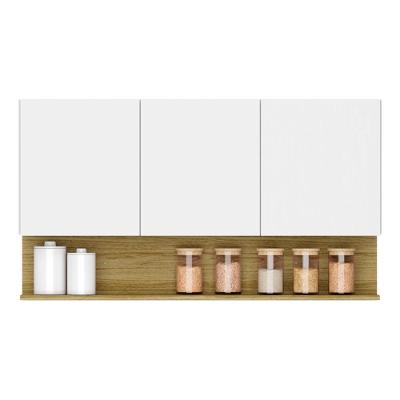 Armário Aéreo 3 Portas Nicho 120cm Branco Freijó