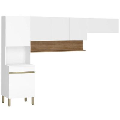 Armário De Cozinha Modulada 3 Peças Lina11 K02 Supremo/freijó - Mpozenato