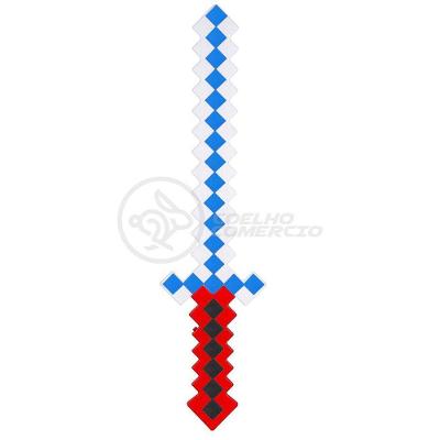 Brinquedo Espada Pixel 58Cm Diamante Com Som E Luz À Pilha - Vermelho