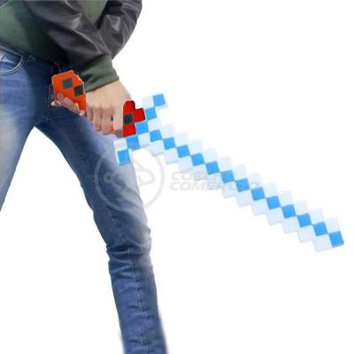 Brinquedo Espada Pixel 58Cm Diamante Com Som E Luz À Pilha - Vermelho