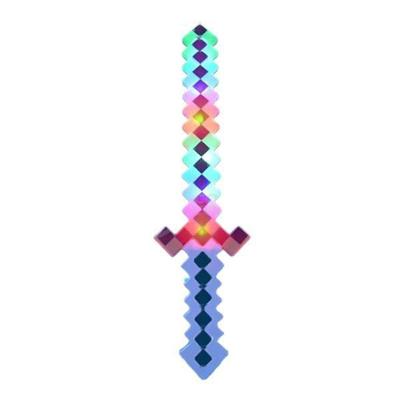 Brinquedo Espada Pixel 58Cm Diamante Com Som E Luz À Pilha - Azul