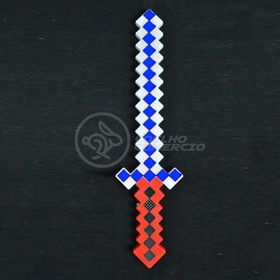 Brinquedo Espada Pixel 58Cm Diamante Com Som E Luz À Pilha - Vermelho