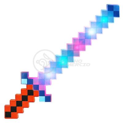 Brinquedo Espada Pixel 58Cm Diamante Com Som E Luz À Pilha - Vermelho