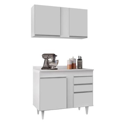 Kit Armário Aéreo Balcão Aurora 100cm Branco