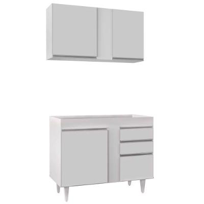 Kit Armário Aéreo Balcão Aurora Branco 100cm