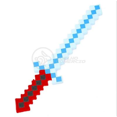 Brinquedo Espada Pixel 58Cm Diamante Com Som E Luz À Pilha - Vermelho