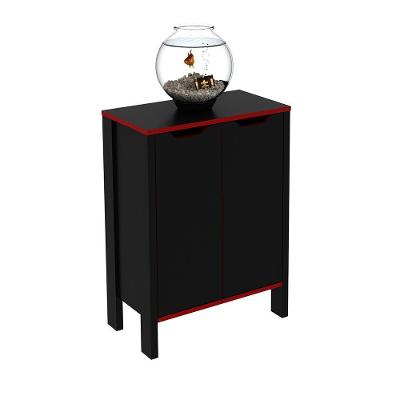 Armário 2 Portas Para Escritório Me4164 Mdp Preto/Vermelho