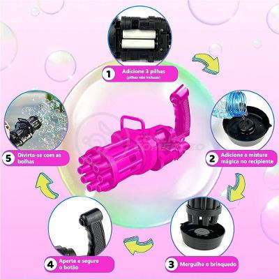 Máquina Elétrica Lança Bolhas Sabão Infantil Rosa
