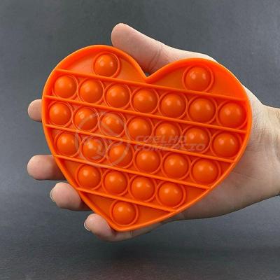 Pop It Coração Anti Stress Bolha Laranja