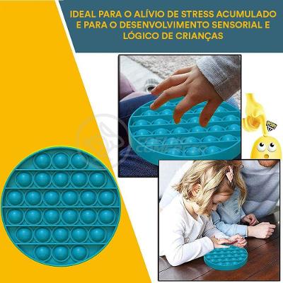 Pop It Circular Anti Stress Estourar Bolha Azul