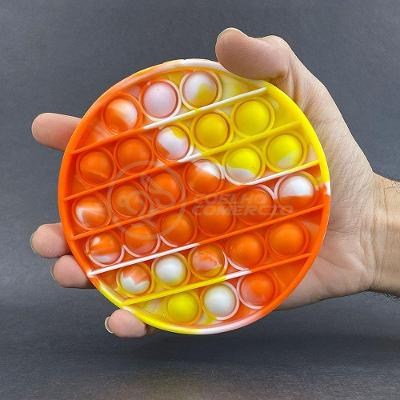 Pop It Tie Dye Circular Anti Stress Laranja E Amarelo