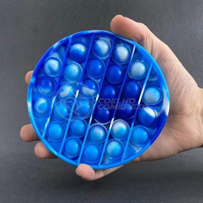 Pop It Tie Dye Circular Anti Stress Bolha Azul