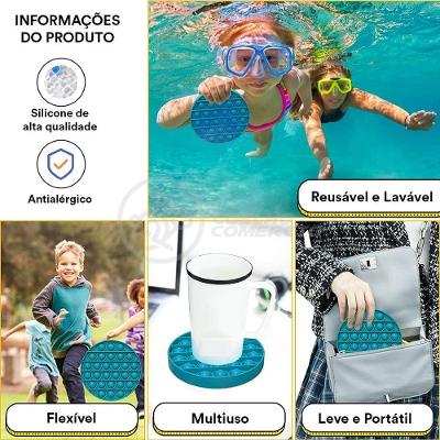 Pop It Circular Anti Stress Estourar Bolha Azul