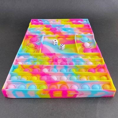 Tabuleiro Big Pop It Jogo Anti Stress Rosa, Azul E Amarelo