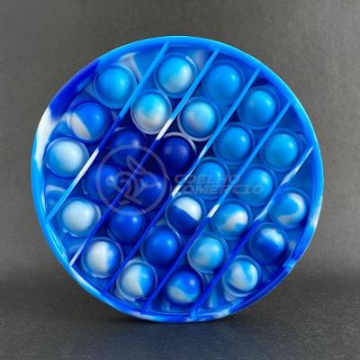 Pop It Tie Dye Circular Anti Stress Bolha Azul