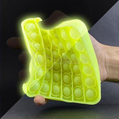 Pop It Brilha No Escuro Quadrado Anti Stress Amarelo