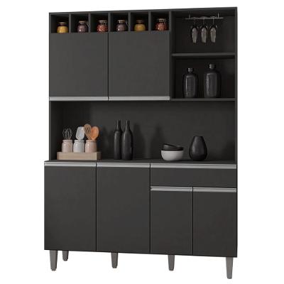 Kit Cozinha Compacta Alice 130Cm Com 6 Portas E 1 Gaveta Cinza Escuro - Desk Design