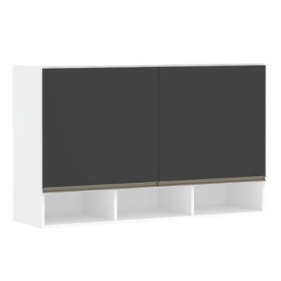 Armário 120cm 2 Portas C/Nicho Branco Polar C/Preto
