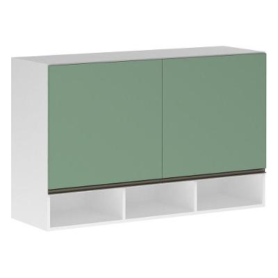 Armário 120cm 2 Portas C/Nicho Branco Polar C/Verde
