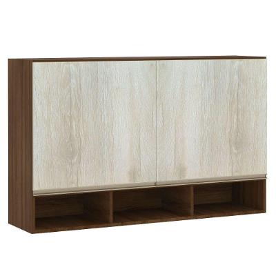 Armário Para Cozinha 120 Cm 2 Portas Dourado Com Crema