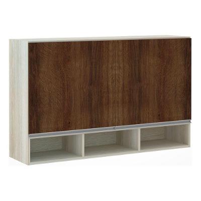 Armário 120cm 2 Portas C/Nicho Lis Legno Crema C/Nogueir