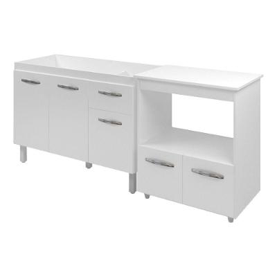 Armário 120 Cm Com Balcão Multiuso Micro-Ondas Branco