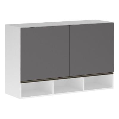 Armário 120cm 2 Portas C/Nicho Branco Polar C/Cinza Puro