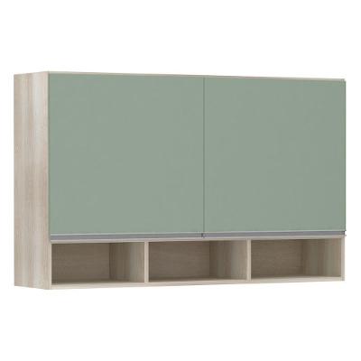 Armário 120cm 2 Portas C/Nicho Lis Legno Crema C/Verde