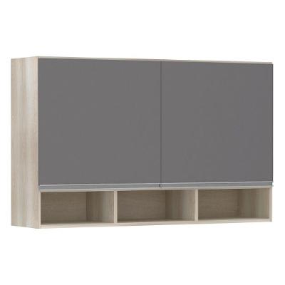 Armário 120cm 2 Portas C/Nicho Lis Legno Crema C/Cinza