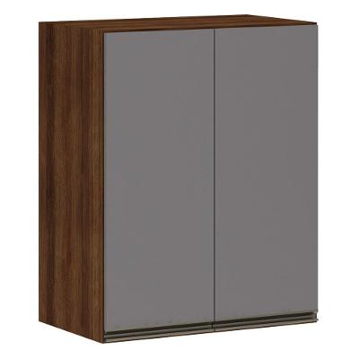 Armário Para Cozinha 60 Cm 2 Portas Dourado Com Cinza Puro