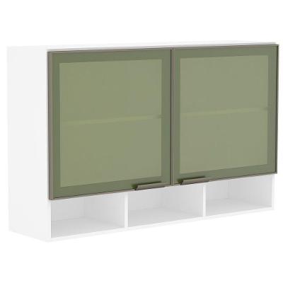 Armário 120cm 2 Portas C/Nicho E Vidro Reflecta Branco