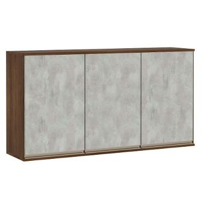 Armário Para Cozinha 120 Cm 3 Portas Dourado Com Concreto