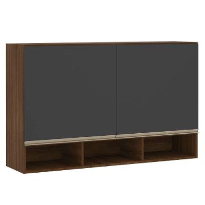 Armário Para Cozinha 120 Cm 2 Portas Dourado Com Preto Txt