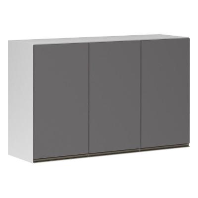 Armário Perola 120cm 3 Portas Branco Polar C/Cinza Puro