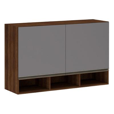 Armário Para Cozinha 120 Cm 2 Portas Dourado Com Cinza Puro