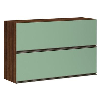 Armário Cozinha Duplo 120 Cm 2 Portas Dourado Com Verde