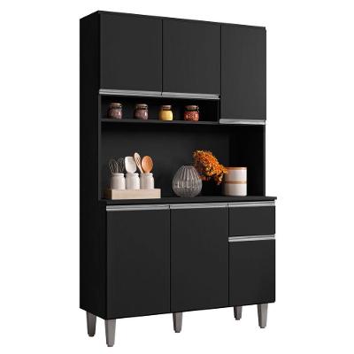 Kit Cozinha Compacta Márcia 105Cm Com 6 Portas E 1 Gaveta Preto Fosco - Desk Design