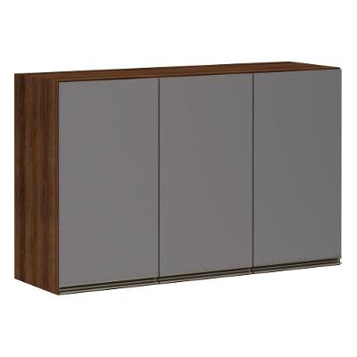 Armário Para Cozinha 120 Cm 3 Portas Dourado Com Cinza Puro