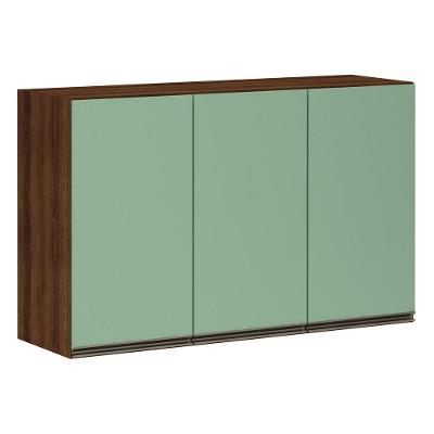 Armário Para Cozinha 120 Cm 3 Portas Dourado Com Verde