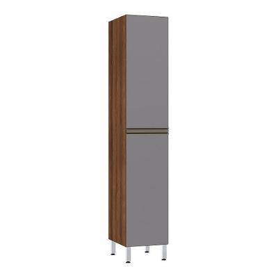 Paneleiro Simples 40cm 2 Portas Nogueira C/Cinza Puro
