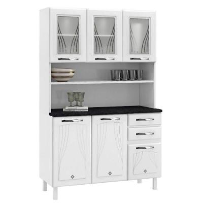 Kit Cozinha Star 3 Portas De Vidro Com 2 Gavetas Telasul Branco