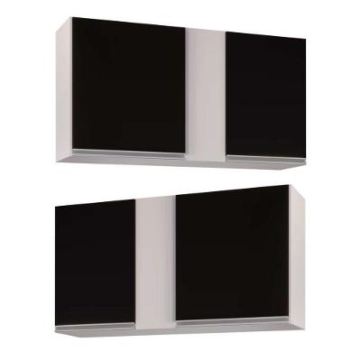 Kit 02 Armários Aéreo 02s 100cm Branco Preto