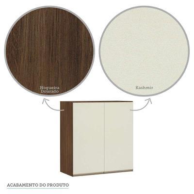 Armário Para Cozinha 70 Cm 2 Portas Dourado Com Kashmir