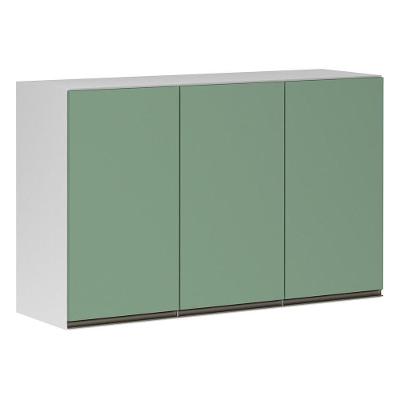 Armário Perola 120cm 3 Portas Luciane Branco Polar C/Verde