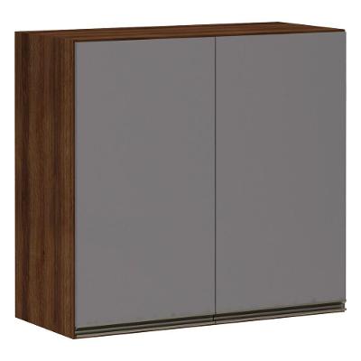 Armário Para Cozinha 80 Cm 2 Portas Dourado Com Cinza Puro