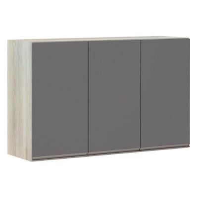 Armário Para Cozinha 120cm 3 Portas Legno Crema C/Cinza