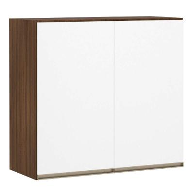 Armário Para Cozinha 80 Cm 2 Portas Dourado C/ Branco Polar