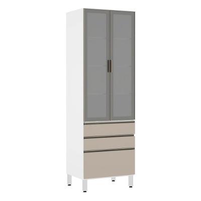 Paneleiro Torre 70Cm Prata Pérola Branco Com Connect