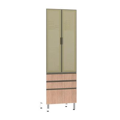 Paneleiro Torre 70Cm Bronze Pérola Branco Com Cumaru